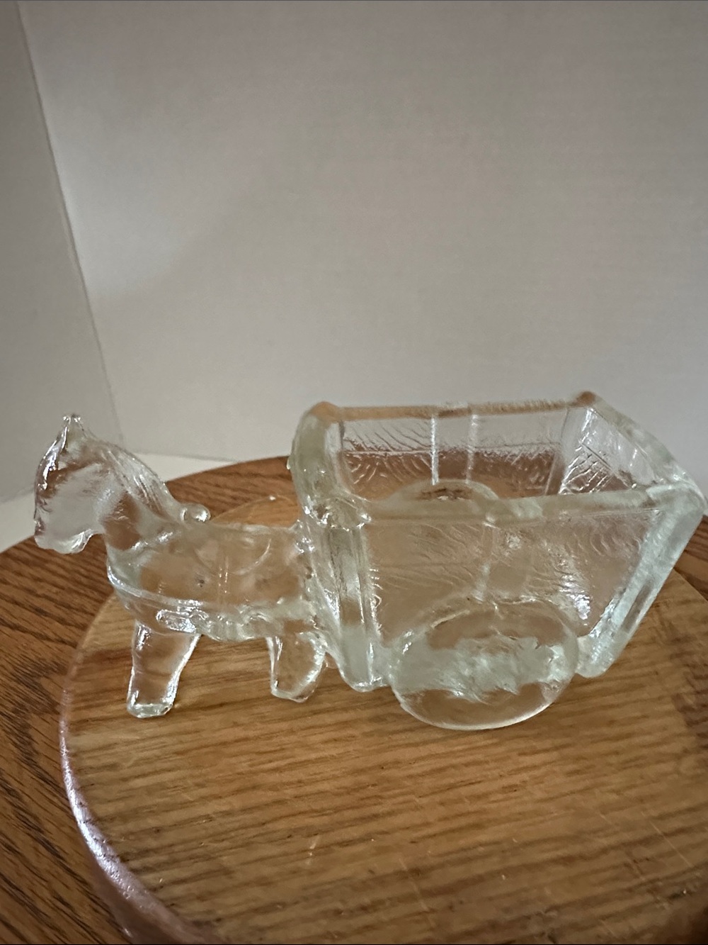 Vintage Jeanette Glass Clear Horse and Cart Decorative Candy/Trinket Dish